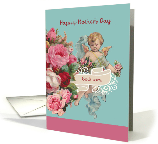Godmom, Happy Mother's Day, Vintage Angel and Roses card (1468618)