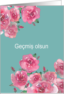 Get Well Soon in Turkish, Watercolor Roses card