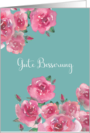 Get Well Soon in German, Gute Besserung, Watercolor Roses card
