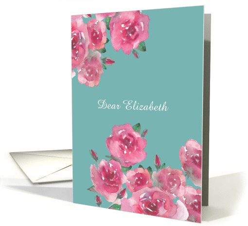 Customizable Blank, Any Occasion Note Card, Watercolor Roses card