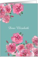 Customizable Blank, Any Occasion Note Card, Watercolor Roses card