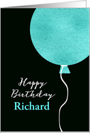 Customize, Happy Birthday Card, Mint Glitter Foil Effect Balloon card