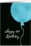 Happy 30th Birthday Card, Blue Glitter Foil Effect Balloon card