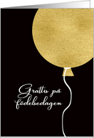 Happy Birthday in Swedish, Gold Glitter/Foil effect Balloon card