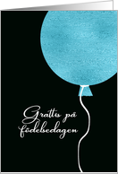 Happy Birthday in Swedish, Blue Glitter/Foil effect Balloon card