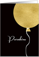 Happy Birthday in Portuguese, Parabns, Gold Glitter/Foil effect card