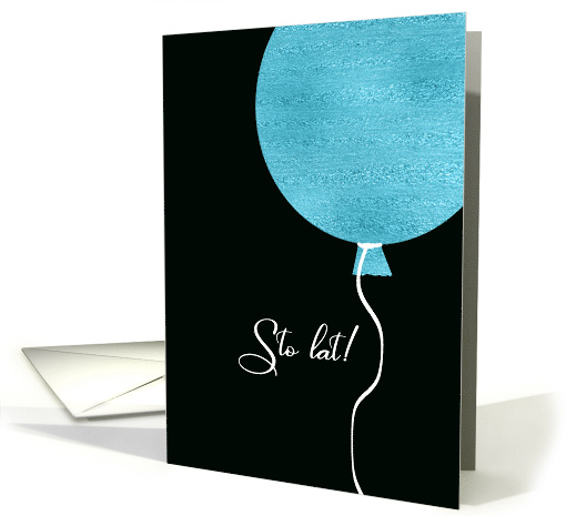 Happy Birthday in Polish, Sto Lat, Blue Glitter/Foil effect card