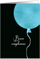 Happy Birthday in Italian, Buon Compleanno, Blue Glitter/Foil effect card