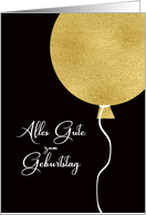 Happy Birthday in German, Gold Glitter/Foil effect Balloon card