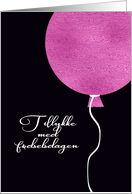 Happy Birthday in Danish, Pink Glitter/Foil effect Balloon card