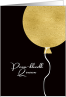Happy Birthday in Cornish, Gold Glitter/Foil effect Balloon card