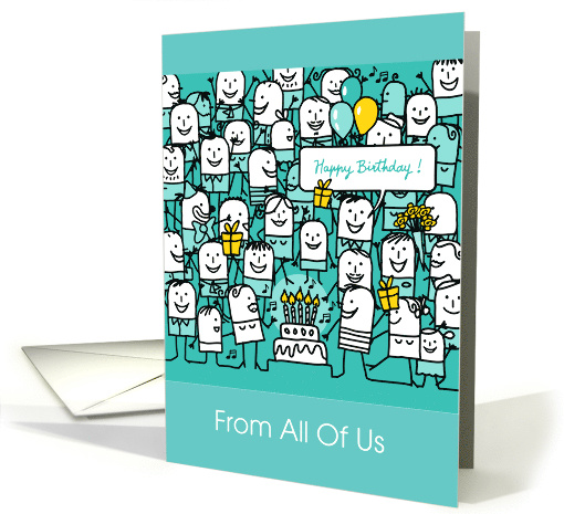 Happy Birthday From All Of Us, Corporate, Cake & Balloons card