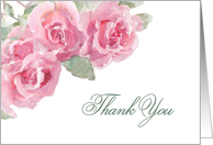 Thank You, Pink Watercolor Roses, Painting card