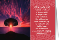 Zephaniah 3:17, Christian Encouragement, Peaceful Seascape card