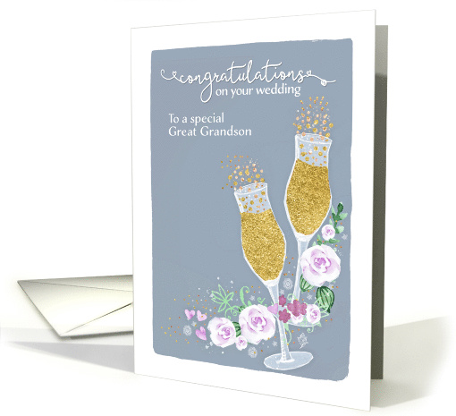 Great Grandson, Congratulations, Wedding, Champagne card (1481356)