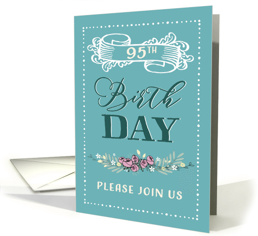 You are invited, 95th Birthday Party, Retro Design, Mint card
