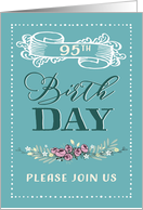 You are invited, 95th Birthday Party, Retro Design, Mint card