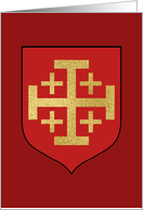 Golden Jerusalem Cross, Red Shield, Red Background card