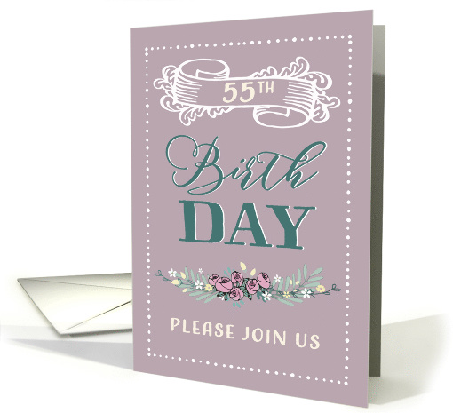 55th Birthday Party Invitation, Vintage, Lavender card (1485510)