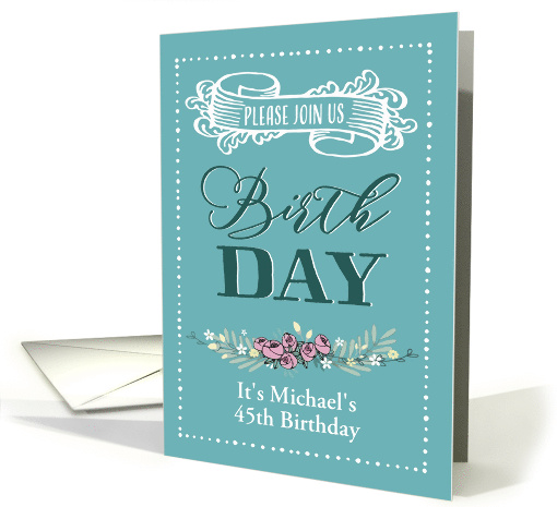 Customizabl Birthday Party Invitation, Word-Art, Floral,... (1485756)
