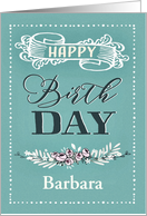 Customizable Happy Birthday, Word-Art, Floral, Trendy, Mint card