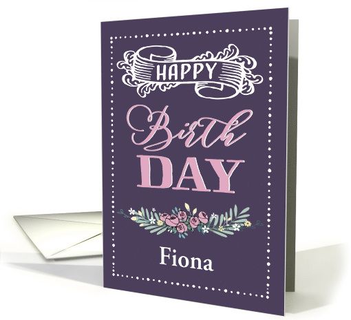 Customizable, Happy Birthday, Word-Art, Floral, Trendy, lavender card