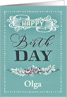 Customizable, Happy Birthday, Word-Art, Floral, Trendy, Lavender card