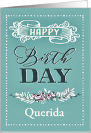 Customizable, Happy Birthday, Word-Art, Floral, Trendy, Mint card