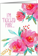 I’m Tickled Pink that you are in Remission, Cancer free, Watercolor card