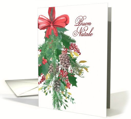 Italian, Buon Natale, Merry Christmas, Watercolor Wreath... (1486910)