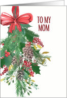 To my Mom, Merry Christmas, Wreath, Watercolor card