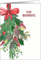To my Grandparents, Merry Christmas, Wreath, Watercolor card
