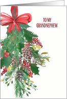 To my Grandnephew, Merry Christmas, Wreath, Watercolor card