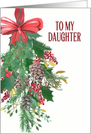 To my Daughter, Merry Christmas, Wreath, Watercolor card