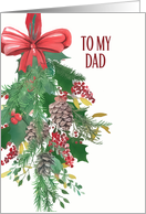 To my Dad, Merry Christmas, Wreath, Watercolor card