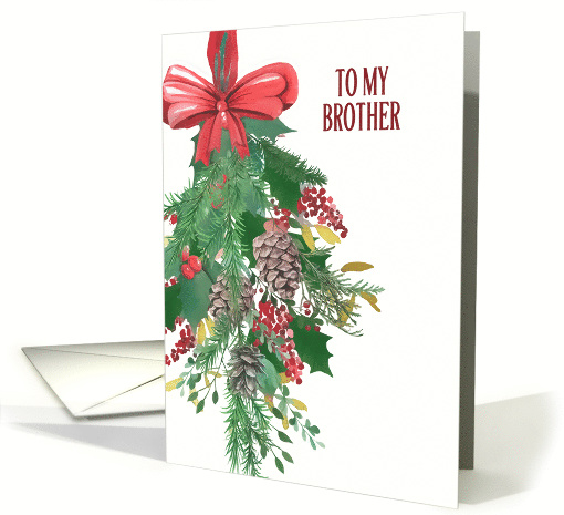 To my Brother, Merry Christmas, Wreath, Watercolor card (1487762)