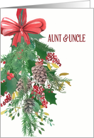 To my Aunt and Uncle, Merry Christmas, Wreath, Watercolor card