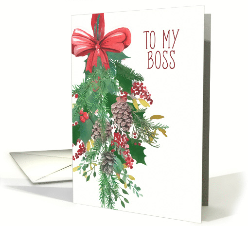 To my Boss, Merry Christmas, Wreath, Watercolor card (1487844)