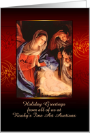 Customizable Corporate Christmas, Nativity, Gold Effect card