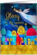 Glory, Angel, Bethlehem, Mixed-Media Painting, Gold-Effect card