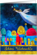 Merry Christmas in Swiss German, Angel, Bethlehem, Gold-Effect card