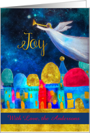 Customizable, Christmas, Bethlehem, Angel, Gold-Effect card