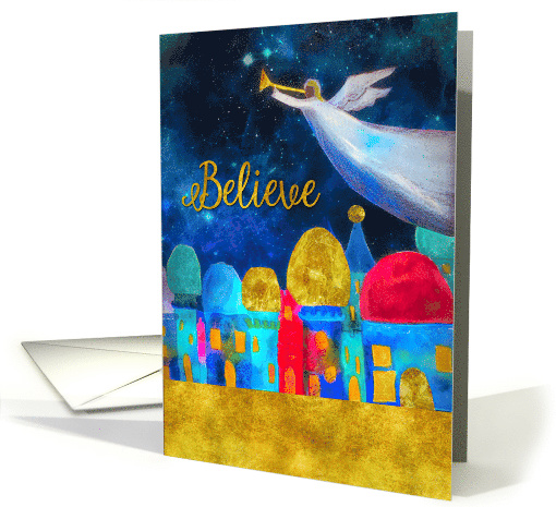 Believe, Christmas, Bethlehem, Angel, Gold-Effect card (1495486)