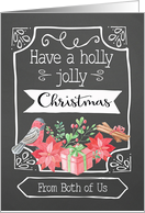 From Both of Us, Holly Jolly Christmas, Poinsettia, Chalkboard card