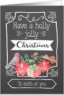To Both of you, Holly Jolly Christmas, Poinsettia, Chalkboard card