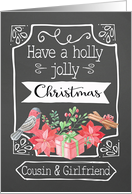 Cousin and his Girlfriend, Holly Jolly Christmas, Bird, Poinsettia card