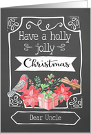 Dear Uncle, Holly Jolly Christmas, Bird, Poinsettia card