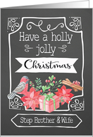 Step Brother and his Wife, Holly Jolly Christmas, Bird, Poinsettia card