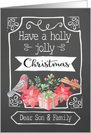 Son and his Family, Holly Jolly Christmas, Bird, Poinsettia card