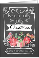Sister and Brother-in-Law, Holly Jolly Christmas, Bird, Poinsettia card